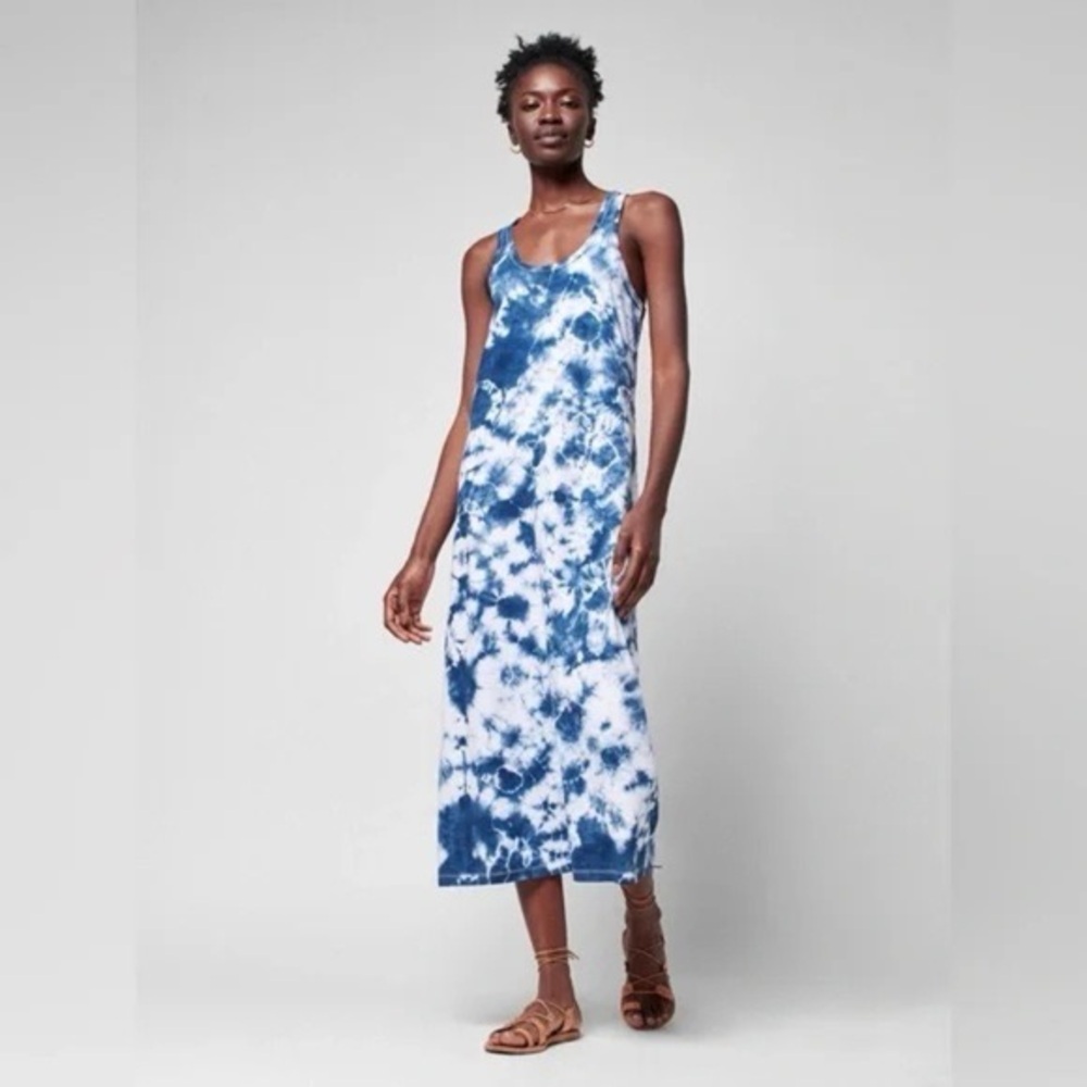 Faherty Delphina Sunwashed Tie Dye Organic Cotton Racerback Midi Dress Sz Small